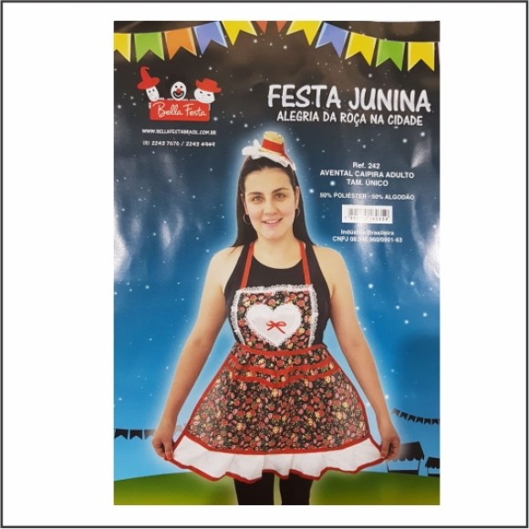 AVENTAL CAIPIRA ADULTO TAM. UNICO UN. BELLA FESTA