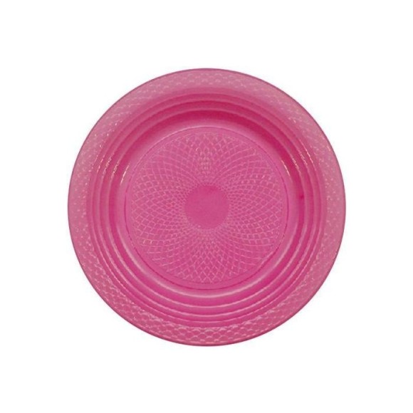 PRATO PLASTICO RASO 15CM C/10PCS PINK UN. FORFEST