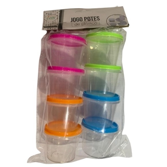 JOGO C/ 8 POTES DE PLASTICO 76ML UN. FU XING