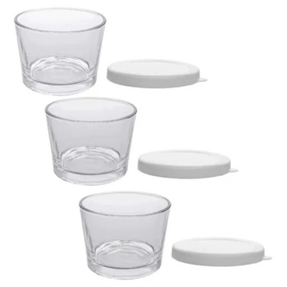 POTE DE VIDRO 220ML KIT C/ TAMPA 3 PEÇAS UN. INGA