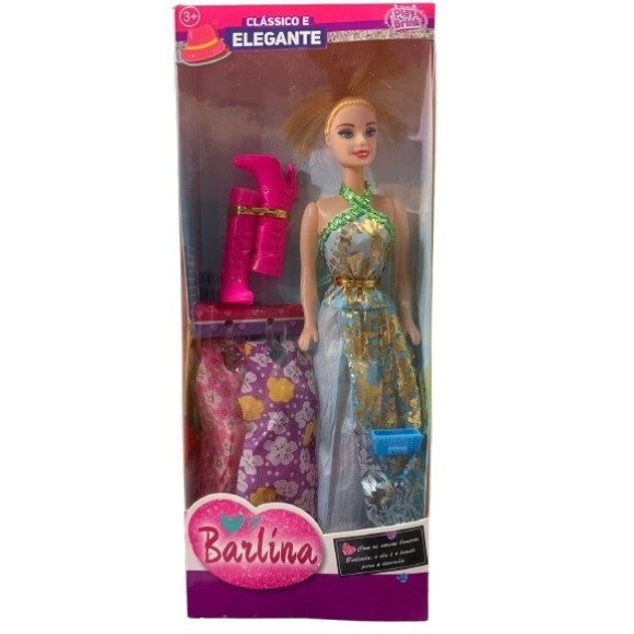 BONECA BARLINA COM VESTIDO E ACESSORIOS UN. HL IMPORT