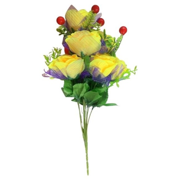 BUQUE FLOR ROSA 42CM MINI ARTIFICIAL CORES SORTIDAS UN. TOP IMPORTADORA
