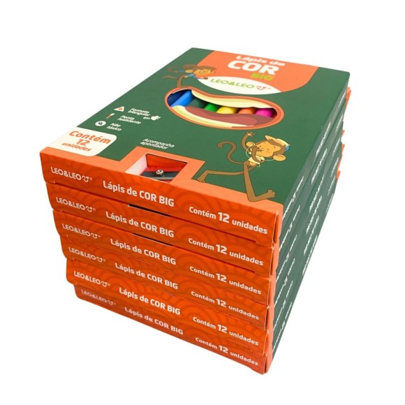 LAPIS DE COR PACOTE C/6PCS BIG C/12 CORES MAIS APONTADOR UN.