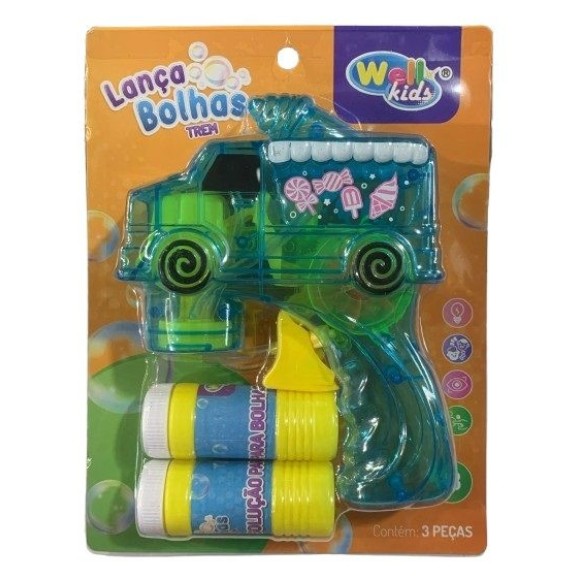 PISTOLA LANCA BOLHAS A FRICCAO COM LUZ CANDY CAR SRT COR UN.