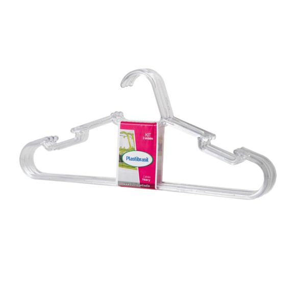 CABIDE HEAVY TRANSPARENTE KIT C/3 PÇS