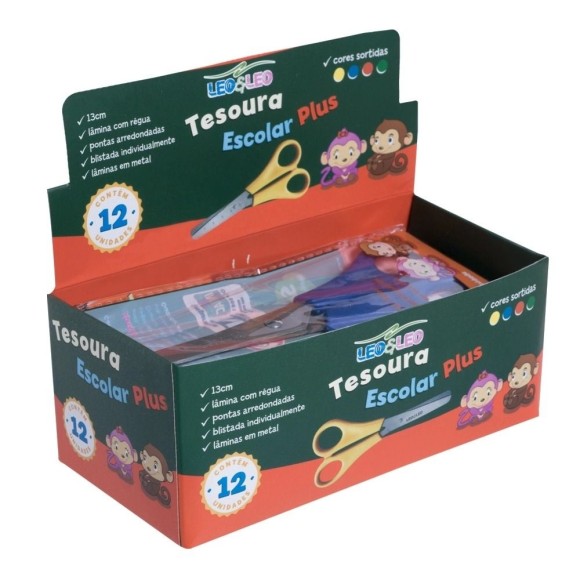TESOURA ESCOLAR DISPLAY C/12PCS PLUS UN.