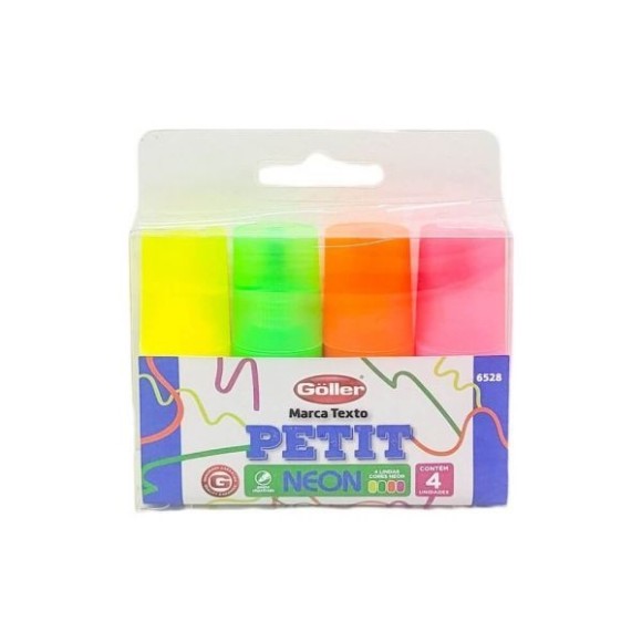 MARCADOR DE TEXTO PETIT C/4PCS UN.