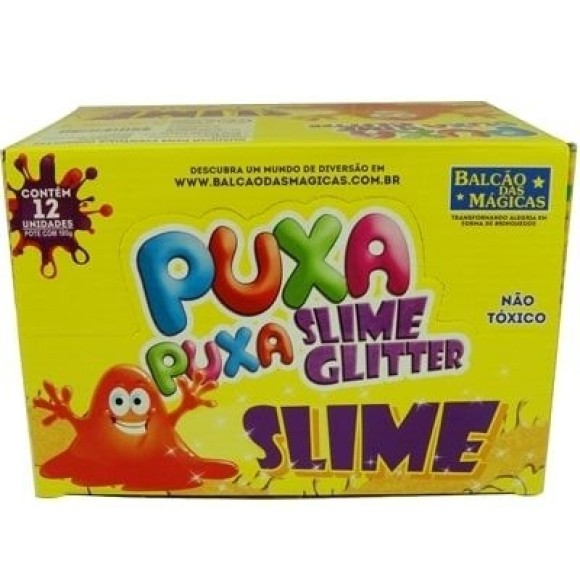SLIME PUXA PUXA GLITTER 180G DISPLAY C/12PCS UN. ARTOYS