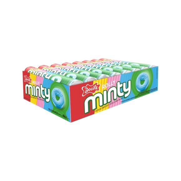 PASTILHA ROLLY MINTY FRUIT CX C/16PCS 464G UN. DOCILE