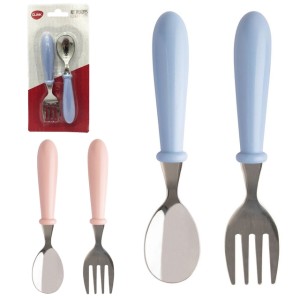 COLHER E GARFO KIT PLASTICO E AÇO INOX 2PÇS UN. CLINK