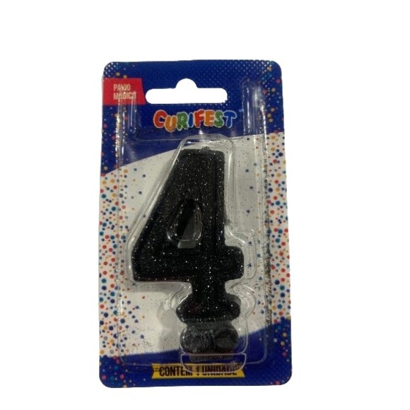 VELA SUPER NUMERO SIMPLES PRETO N 4 - (1734) UN. CURIFEST