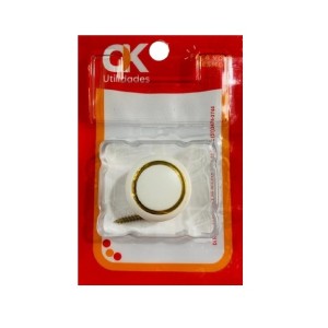 PUXADOR 30MM BRANCO ANEL DOURADO UN.