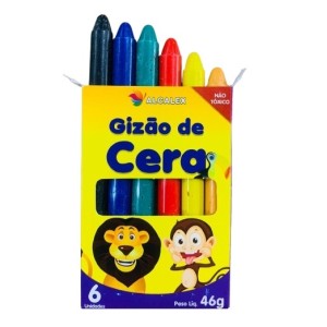 GIZAO DE CERA C/6 CORES 46G UN.