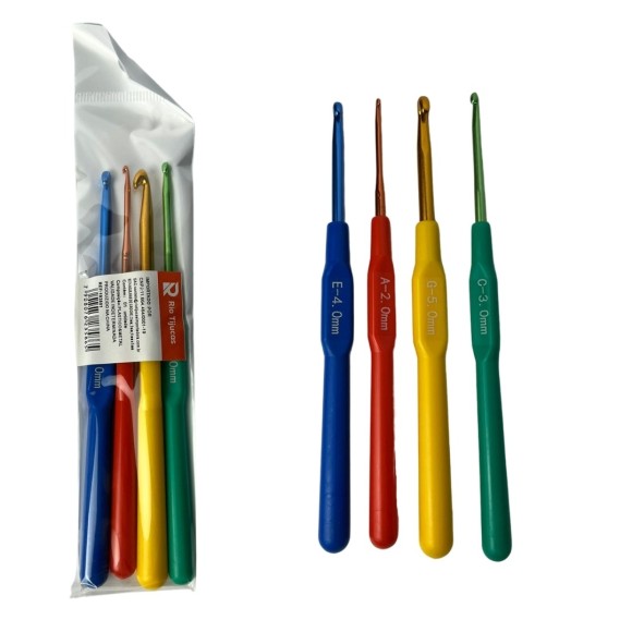 AGULHA DE CROCHE KIT C/4PCS 2,3,4,5MM UN. RIO TIJUCAS