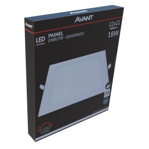 PAINEL DE EMBUTIR LED QUADRADO 22X22CM 6500K 18W 858101378 UN. AVANT