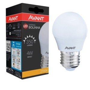 LÂMPADA LED BOLINHA 2700K 4W E27 350 LUMENS 285171376 UN. AVANT