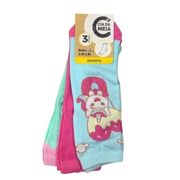 MEIA SOQUETE INFANTIL 3PARES 31-34 UN. CIA DA MEIA