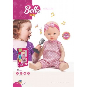 BONECA BELLA BABY 3 CANTIGAS 40CM HEFER BRINQUEDOS