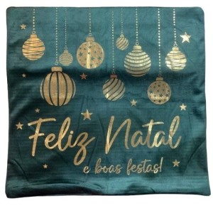 CAPA DE ALMOFADA NATALINA VELUDO 43X43CM UN. MULTIART