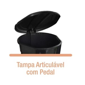 LIXEIRA OVAL C/ PEDAL 30L PRETA DESMONTADA UN.