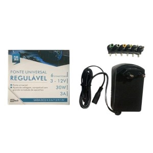 FONTE UNIVERSAL REGULAVEL 3V-12V 30W C/6 PLUGUES UN. MB TECH