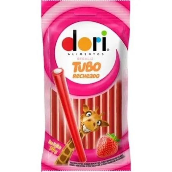 REGALIZ TUBO RECHEADO SABOR MORANGO 44G UN.