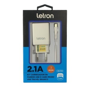CARREGADOR COMPLETO V8 2.1A VQ-T110 BIVOLT LETRON UN.