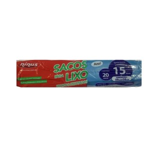 ROLO DE SACO DE LIXO AZUL 15LTS C/20 PCS 39X58CM UN.