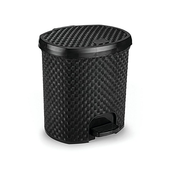 LIXEIRA 6L RATTAN C/ PEDAL PRETO 21X34X24CM UN.