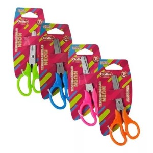 TESOURA ESCOLAR PACOTE C/12PCS NEON UN.