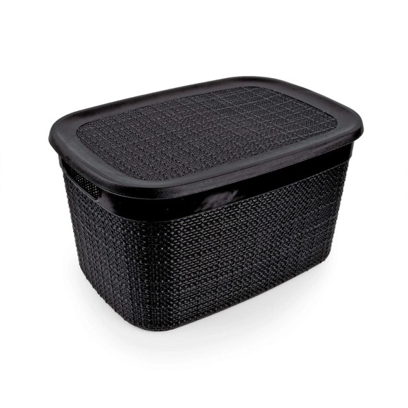 CESTO ECO EUROPA JUTA MEDIO PRETO 34X24X18,7CM UN.