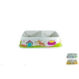 COMEDOURO PET MELAMINA DUPLO 29,5X16,5X6,5CM 1,2L UN.