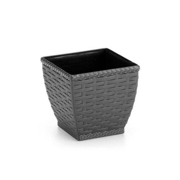 VASO CACHEPO RATTAN PEQ. QUADRADO PRETO UN.