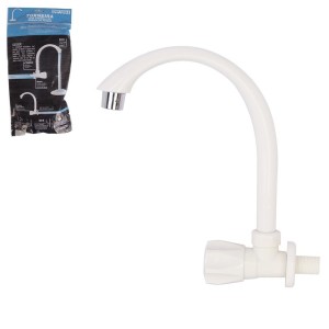 TORNEIRA P/COZINHA PVC BRANCA DE PAREDE 26X12,5X5CM UN.