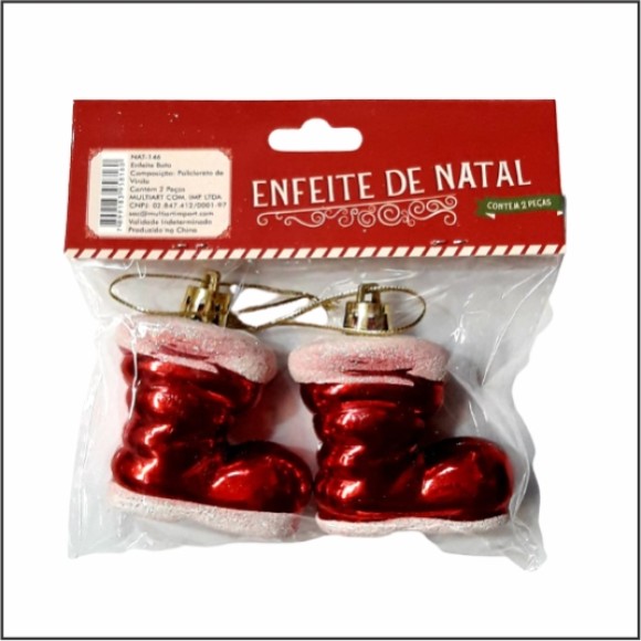 ENFEITE NATAL BOTA X2 5X5CM UN. MULTIART