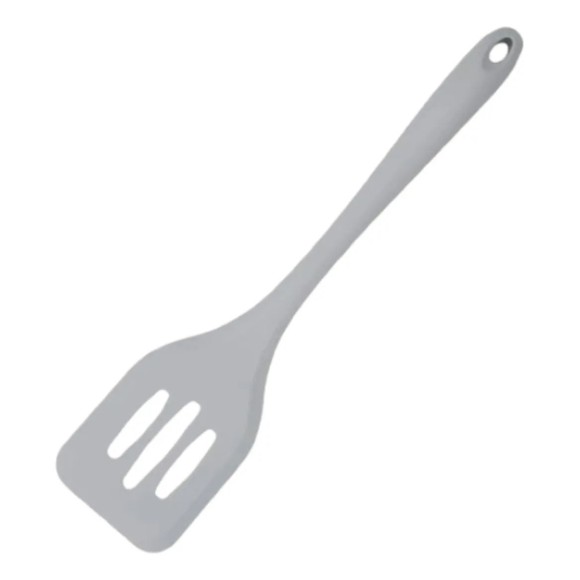 ESPATULA VAZADA DE SILICONE 29CM CINZA UN. 
