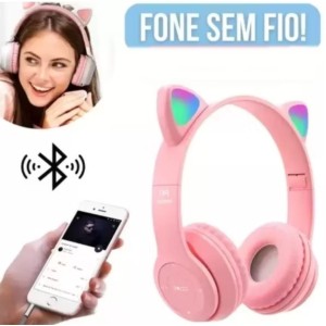 Orelha De Gato Iluminada Bluetooth 5.0 Fones De Ouvido Sem Fio Over-Ear STN-28 Mais Vendido Estilo Bonito Novo Modelo
