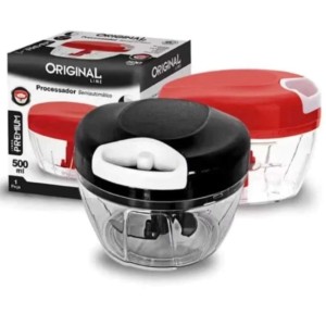 Processador de alimentos, triturador manual com 3 laminas 500ml alho, legumes, frutas