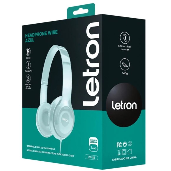 FONE DE OUVIDO WIRE AZUL C/FIO 3M LETRON