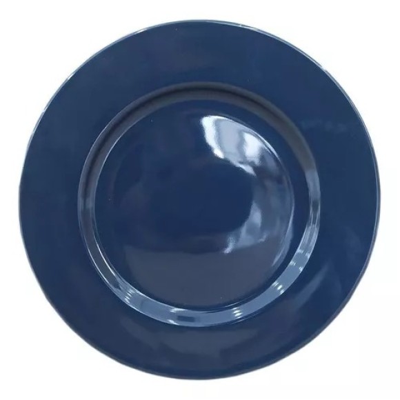 PRATO RASO PORCELANA AZUL GLOSSY 26CM UN.