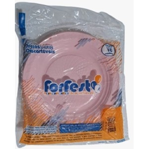 PRATO RASO 15CM PCT C/10PCS ROSA CANDY UN. FORFEST