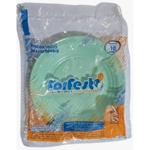 PRATO RASO 15CM C/10PCS VERDE CANDY UN. FORFEST