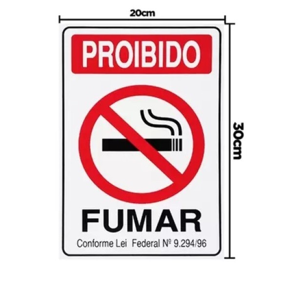 PLACA PROIBIDO FUMAR 20X30CM UN.